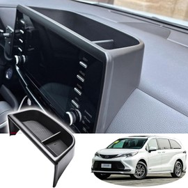 TACOBRO Center Console Dashboard Storage Organizer Compatible with Toyota Sienna 2021 2022 2023 2024 Accessories, Interior Dash Mounted Tissue Holder Tray Box ABS Black
