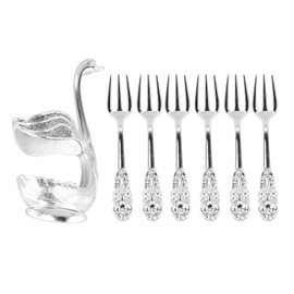 Coffee Spoon Holder Elegant Swan Shaped Alloy Mirror Polish Rich Details Coffee Stirrers Holder for Party Cafe Office Silver Holder with Fork
