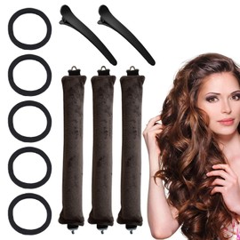 Wärmeloses Lockenset,Locken Ohne Hitze,Hitzefreie Lockenwickler,Lockenwickler Wärmelose,Heatless Curls Set,3 Teilig Lockenwickler+2 Haarspange+5 Haarschlaufe,Geeignet für Kurze und Mittlere Haare