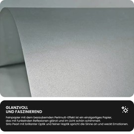 Netuno 100 x Fine Paper Mother of Pearl Silver DIN A4 210 x 297 mm 125 g Sirio Pearl Platinum Metallic Effect Paper Glossy Elegant for Birthday Invitations Wedding Cards DIY Crafts Decorating