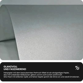 Netuno 100 x Fine Paper Mother of Pearl Silver DIN A4 210 x 297 mm 125 g Sirio Pearl Platinum Metallic Effect Paper Glossy Elegant for Birthday Invitations Wedding Cards DIY Crafts Decorating