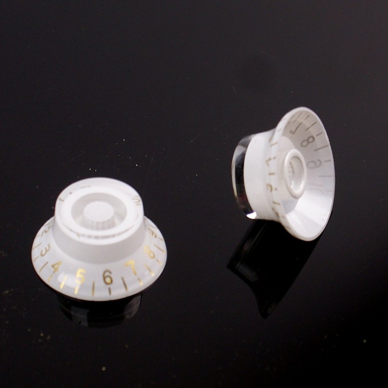 4x Universal LP top hat bell Style Guitar Speed Knobs,White/gold