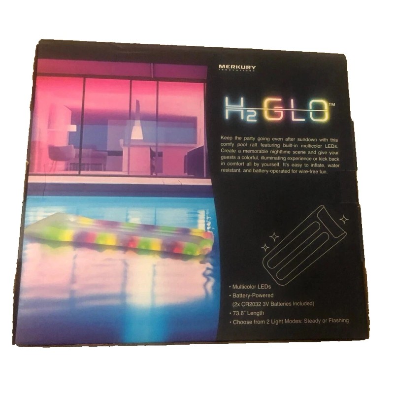 Merkury Innovations H2Glo Inflatable LED Light Up Pool Raft 73.6