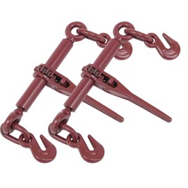 Mytee Products (2 Pack) Ratchet Chain Binder 1/4" - 5/16" Chain Binders Tie Down Hauling Red