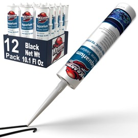 Kraken Bond Black Aquarium Silicone Sealant - (12x10.1 fl. oz.) 100% Waterproof Aquarium Safe Silicone, Non-Toxic Fish Tank Safe Sealant, Fast Curing and Strong Adhesion, 12 Pack