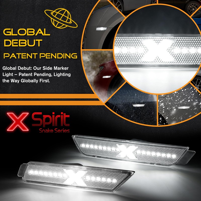 StylinPro White LED Side Marker Lights for 2010-2015 Chevy Camaro,