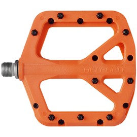 FIFTY-FIFTY Mountain Bike Pedals, Non-Slip MTB Nylon Fiber Pedals, 9/16" Bicycle Pedals, Lightweight and Wide Flat Platform Pedals (Orange)