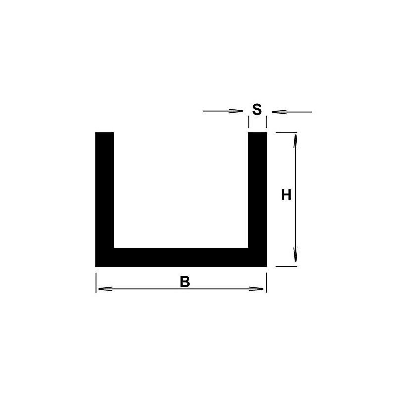 Aluminium U-profile AlMgSi05, H x W x H x S