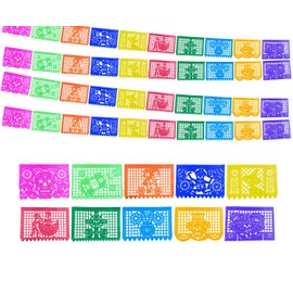 VIVANCO PAPEL PICADO mexican decoration of papel picado for day of the dead, traditional mexican decoration in (PAPER) pack with 5 pieces, MULTICOLOR