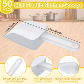Gejoy 50 Pcs Plastic Ice Scoop Multi Purpose Kitchen Scoops 5.9 Inch Candy Buffet Dessert Scooper Ice Cream Food Popcorn Scoops for Kitchen Buffet Bar Party Wedding(Clear)