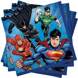 Unique Justice League Beverage Paper Napkins - 5" x 5", 16 Pcs