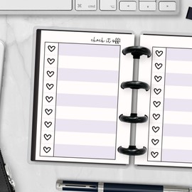Micro size Heart Checklist Refill for Disc Notebooks, 4 Disc, 3" x 4", Compatible with Disc-Bound Planners such as the Happy Planner, TUL, Staples ARC (Lavender)