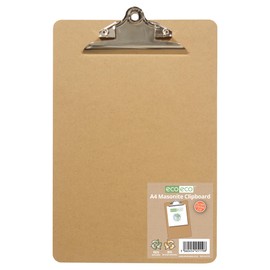 eco-eco A4 Masonite Strong Clipboard with Heavy Duty Metal Clip, eco119