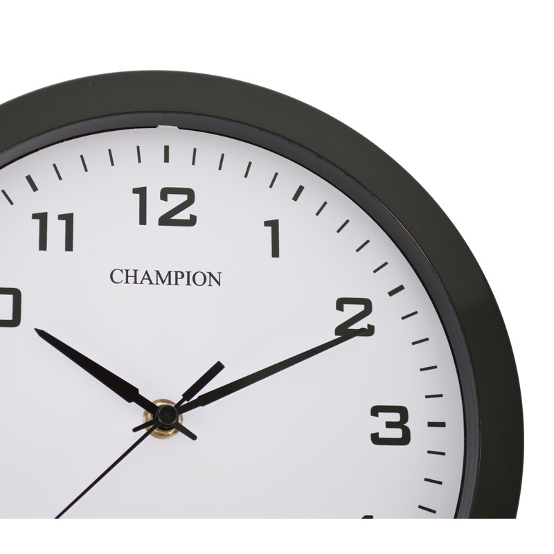 Champion 25cm Quartz wall clock with inset LCD display with