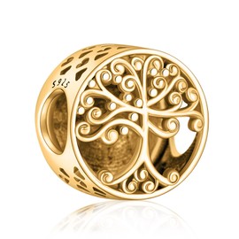 H.ZHENYUE Gold Family Tree Charms for Bracelets 925 Sterling Silver Dangle Pendants Beads Jewelry for Women