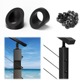 Zylorix 20 Pack 0.35" ID T316 Angle Washers Max for 5/16" Cable Railing Hardware, Marine Grade Stainless Steel 33° Angle Beveled Washers for Stair Deck Metal Wood Aluminum End Posts, Black