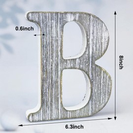 WOODOUNAI 8 Inch Wood Letters Unfinished Rustic Wood Letters for Wall Decor Decorative Standing Letters Slices Sign Board Decoration for Craft Home Party Projects (B)