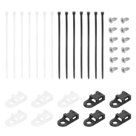 DMiotech 100Pcs Magnetic Zip Tie Mount with 6" Cable Zip Ties and Tapping Screw Organizer Holders Clamps Multipurpose Cable Tie Holder Set for Cable Wire Tubing Sleeving Conduit,White Black