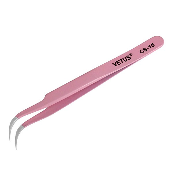 Pink Color Precision Eyebrow Eyelash Plant Tweezers Hair Remover Nail Beauty Makeup Tool Stainless Steel Pointed Tip CS-5A (CS-15)