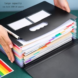 Files Folder Organizer/Document Organizer 13Pockets Expandable Binder Paging File Organizer, Folding Document/Coupon/Receipt Organizer with Colored Labels for Office/School/Study