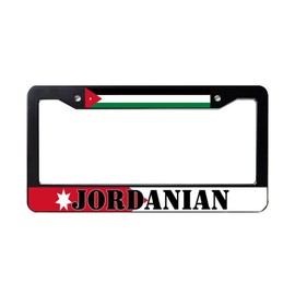 Standard 6"X12" Aluminum License Plate Frame,Jordanian Flag Black License Plate Cover Decoration for Car,Truck Or SUV,Made in The USA