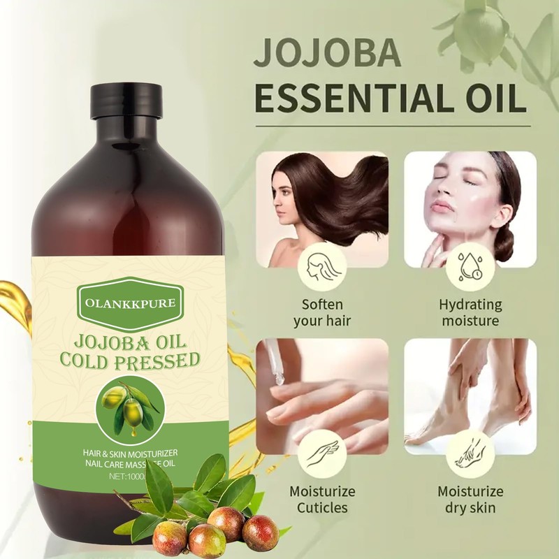32 fl oz 100% reines Jojoba-Trägeröl – unraffiniert, hexanfrei, kaltgepresst