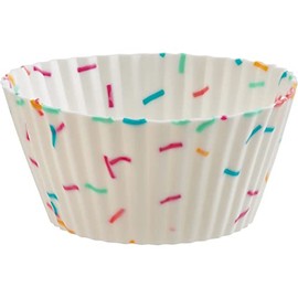 Trudeau Structure White Confetti Silicone Standard Muffin Baking Cup - Set of 12