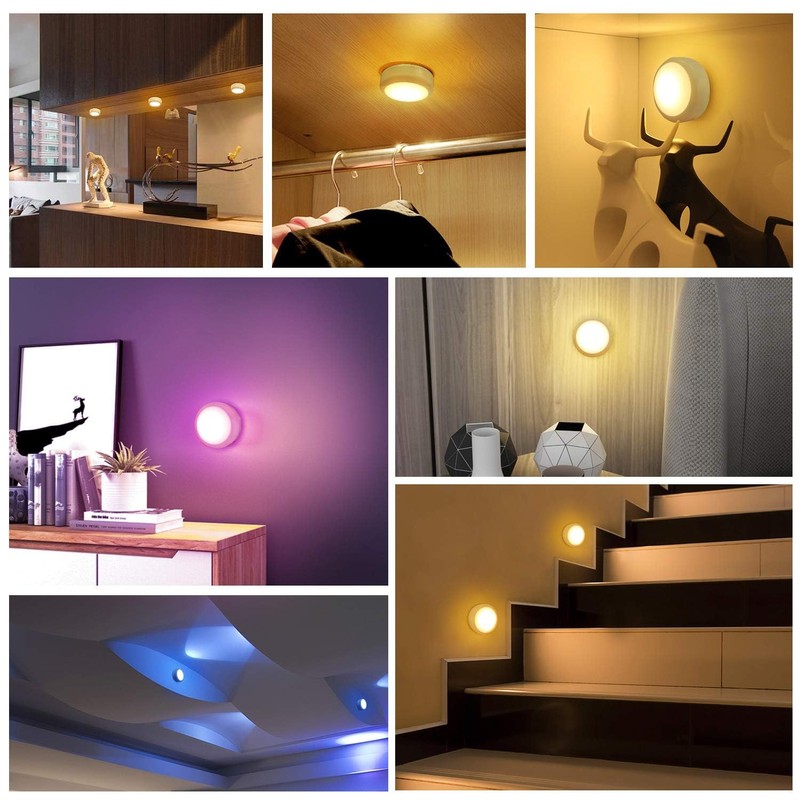BLS LED Puck Lights with Remote Control, Wireless Under Cabinet