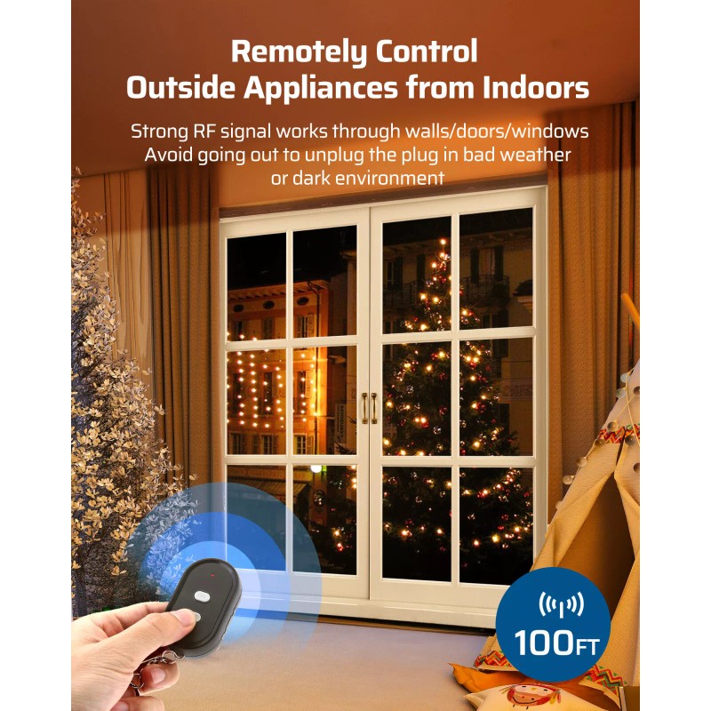 DEWENWILS Outdoor Wireless Remote Control Outlet Switch 100ft Range Weatherproof