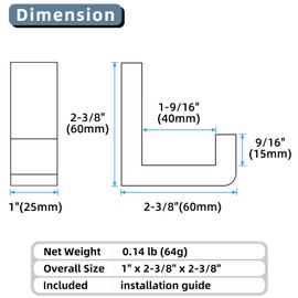 Angle Simple Towel Hooks, SUS 304 Stainless Steel Robe Coat Hooks for Bathroom Wall, Polished Chrome, 2 Pack
