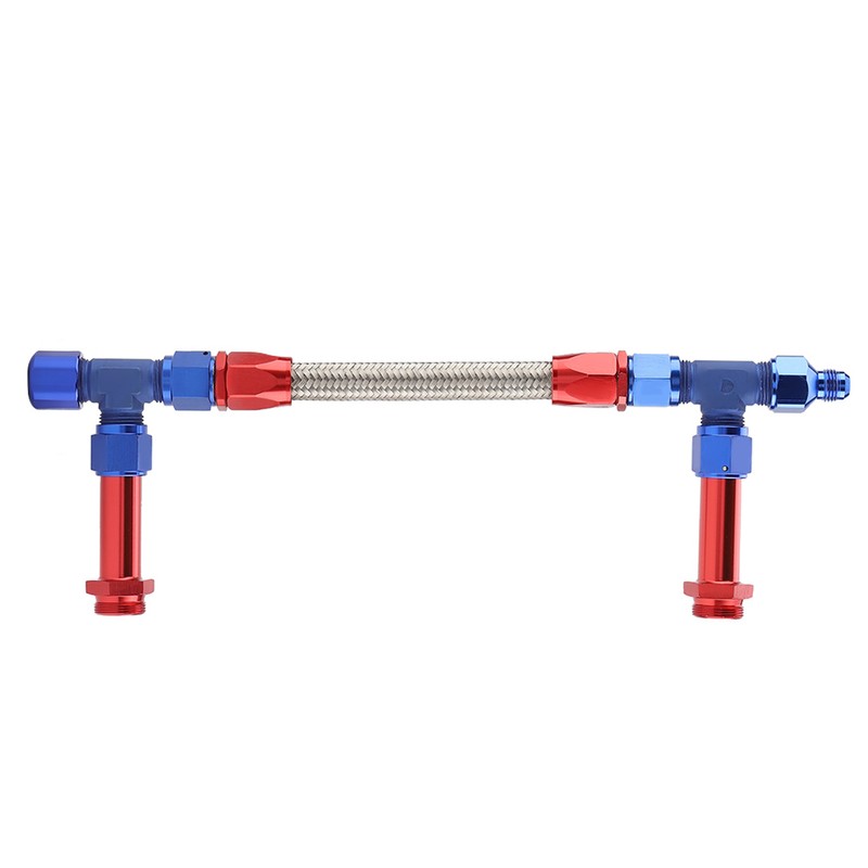 AN8 Braided Dual Feed Fuel Line Kit Carb Fittings for