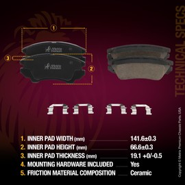 Metrix Premium Chassis Parts - Front & Rear Ceramic Disc Brake Pad Set Fits Buick LaCrosse, Buick Regal, Made in Europe