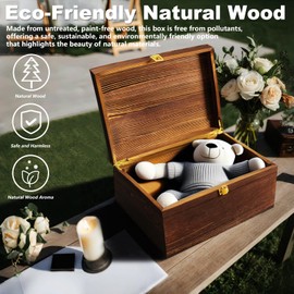 GLOMAXLY Large Wooden Keepsake Box Memory Box- Elegant Vintage Jewelry Box Storage Box Durable Wooden Box for Storing Photos, Gifts, Jewelry, Decorative Wooden Memory Box with Anti-Slip Pads