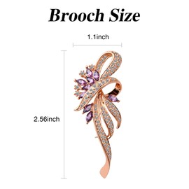 L.FORTUNA·YF Brooches, women girls Amethyst Diamond Inlaid Flower Pin Brooch Decoration for Various Occasions 1PCS
