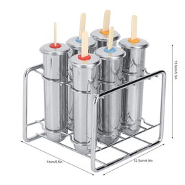 Popsicle Molds Set, 6PCS 304 Stainless Steel Ice Lolly Moulds Round Head Round Cup Ice Cream Mold Popsicle Mold Double Groove
