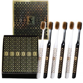 CMHX Extra Soft Toothbrushes Periodontist Design Tapered Bristles for Sensitive Teeth and Receding Gums, Individually Wrapped Plaque Remover Toothbrush (Black and White,6-Pack.)