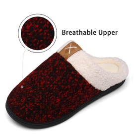 Mishansha Unisex Adult Winter Warm Slippers with Memory Foam Sole, red, 36/37 EU