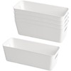 W&H 5 PCS Plastic Storage Boxes, White Rectangle Bathroom Storage