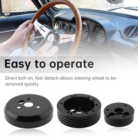 DriSentri 5 & 6 Hole Steering Wheel Hub Adapter, Universal Billet Aluminum Polished Steering Wheel Adapter Compatible with Chevy GMC Trucks Pickup Vans, Black