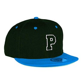 MFAZ Morefaz Ltd Kids Adult Size Hats Snapback Blue Flat Peak Hat Boy Girl Casual Baseball Cap A-Z Alphabet (P, Kids 4-14 Years)