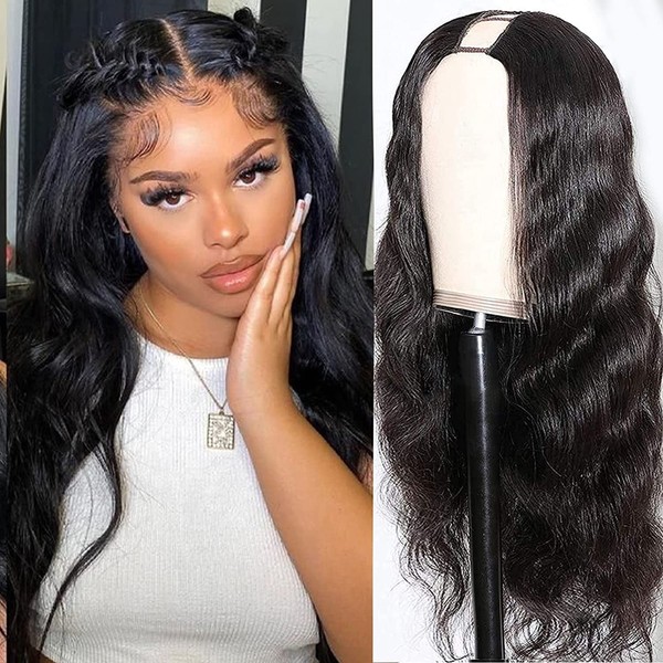 Body Wave U Part Wig For Black Women 24Inch Synthetic
