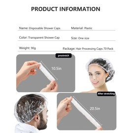 Years Calm 40PCS Disposable Shower Caps, Clear Shower Caps for Travel, large Plastic Hair Caps for Women, Home Use, Hotel (large Size 20.5") (40PCS)