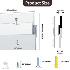 French Cleat Heavy Duty, Aluminum French Cleat, Headboard Wall Mounting Brackets with Screws, Heavy Mirror Mounting Hardware (18 Inch-2 Pairs, Support 120 lbs)
