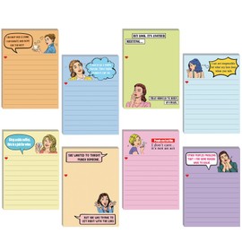 Dianelhall 8 Pcs Funny Sticky Notes for Women Funny Notepads Memo Pads Office Humorous Adhesive Note Pads Office Gifts Supplies for Coworkers Staff Student, 4 x 5.5 Inch(Stylish Style)