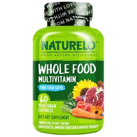 Teen Multivitamin -NATURELO   Whole Food Multivitamin for Teenage Boys - Minerals Supplement for Active Kids - with Plant Extracts - Non-GMO - Vegan & Vegetarian - 60 Capsules