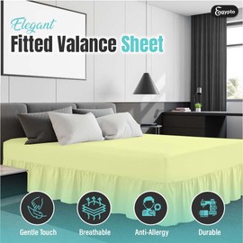 Egypto Plain Dyed Deep 𝐅𝐢𝐭𝐭𝐞𝐝 𝐕𝐚𝐥𝐚𝐧𝐜𝐞 Sheet Double – Easy Care Soft & Durable Fitted Sheet with 30 cm Deep Frill – Breathable – Fit Over Mattress – Machine Washable (Double,Lemon)