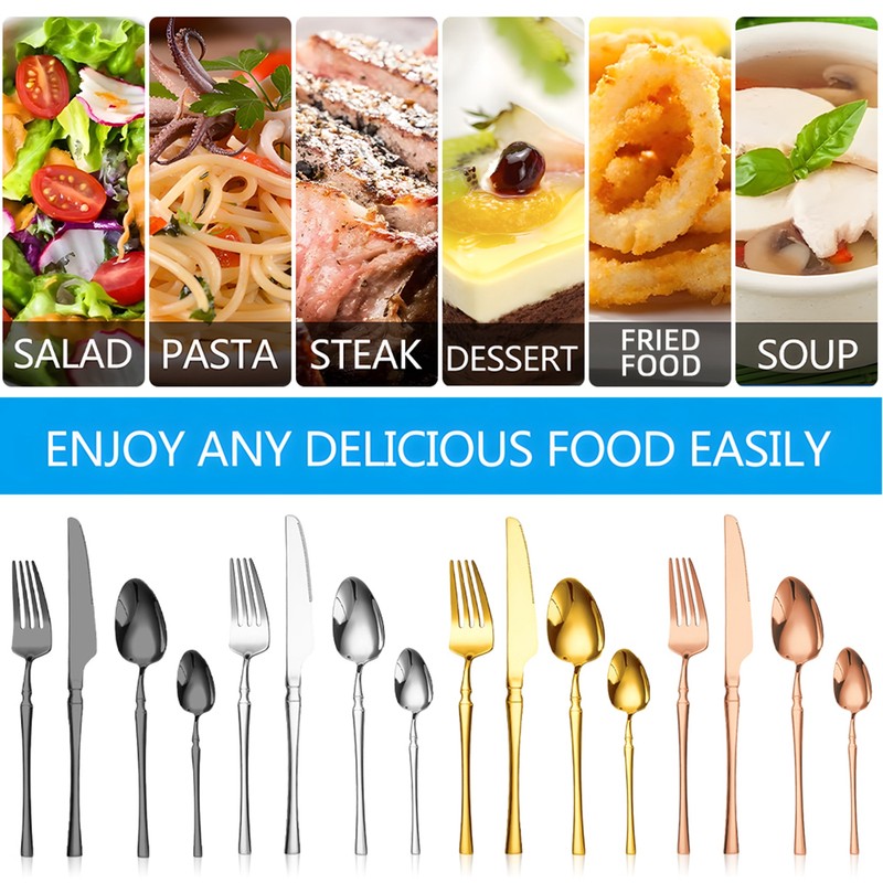 24-Piece Stainless Steel Utensils Set Include Forks Knives Spoons Silverware