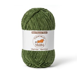 Fluffy Velvet Yarn for Crocheting, Chunky Chenille Baby Blanket Yarn for Crocheting, Soft Fuzzy Puzzle Yarn for Knitting, 100g/3.53oz Bulky Thick Amigurumi Crochet Yarn（Army Green）