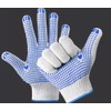 A406 12 Pairs Nylon Polka Dot Work Gloves, White Dotted
