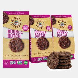 MIGHTYLICIOUS Handcrafted Vegan Double Dutch Chocolate Chip Cookies – Gluten-Free, Kosher, Preservative-Free – Snack Option for a Guilt-Free Treat - 6.5 Oz (3 Pack)